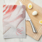 Linge De Cuisine Élégant Monogramme Floral (Quart Plié)