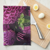 Linge De Cuisine Élégant Monogramme Floral (Quart Plié)