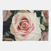 Linge De Cuisine Élégant Monogramme Floral (Horizontal)