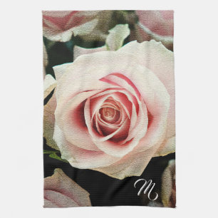 Linge De Cuisine Élégant Monogramme Floral