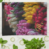 Linge De Cuisine Élégant Monogramme Floral (Plié)