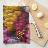 Linge De Cuisine Élégant Monogramme Floral (Quart Plié)