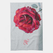 Linge De Cuisine Élégant Monogramme Floral (Vertical)