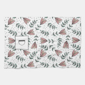 Linge De Cuisine Élégant Monogramme floral rose (Horizontal)