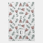 Linge De Cuisine Élégant Monogramme floral rose (Vertical)