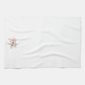 Linge De Cuisine Élégant Monogramme floral rose pâle (Horizontal)