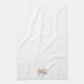 Linge De Cuisine Élégant Monogramme floral rose pâle (Vertical)