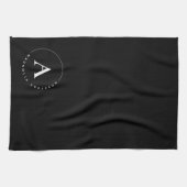 Linge De Cuisine Élégant Monogramme noir blanc élégant (Horizontal)