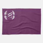 Linge De Cuisine Élégant Monogramme pourpre d'aubergine (Horizontal)