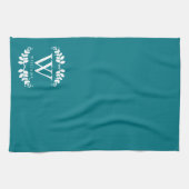 Linge De Cuisine Élégant Monogramme Turquoise foncé (Horizontal)