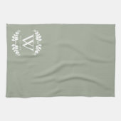 Linge De Cuisine Élégant Monogramme Vert Sage (Horizontal)