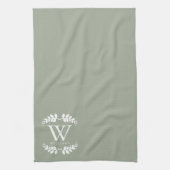 Linge De Cuisine Élégant Monogramme Vert Sage (Vertical)