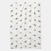 Linge De Cuisine Élégant Motif blanc de papillons dorés (Vertical)
