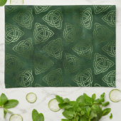 Linge De Cuisine Élégant Motif celtique irlandais vert et or (Plié)
