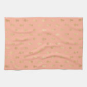 Linge De Cuisine Élégant Motif Coral rose et Gold Ananas (Horizontal)