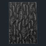 Linge De Cuisine Élégant Motif d'art de ligne Eucalyptus<br><div class="desc">ligne minimaliste eucalyptus noir et blanc motif</div>