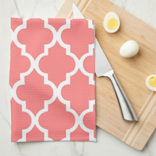 Linge De Cuisine Élégant Motif de carreaux de carrelage de corail