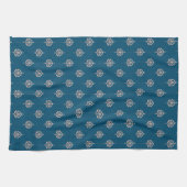 Linge De Cuisine Élégant Motif de Damas bleu foncé (Horizontal)