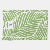 Linge De Cuisine Élégant Motif Monogram Leaf Plante Lover (Horizontal)
