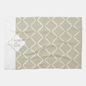Linge De Cuisine Élégant Motif Quatrefoil - Latte White (Horizontal)