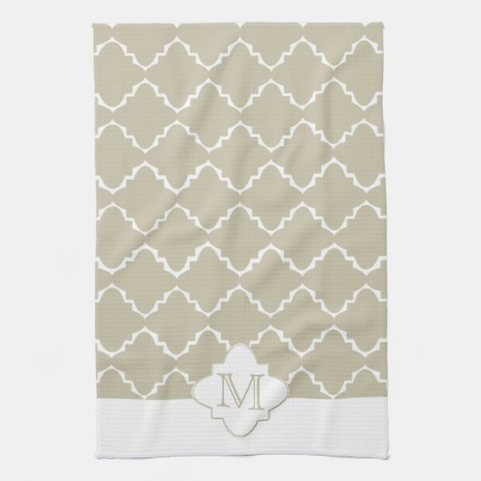Linge De Cuisine Élégant Motif Quatrefoil - Latte White (Vertical)