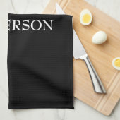 Linge De Cuisine Élégant noir blanc clair personnalisé (Quart Plié)