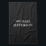 Linge De Cuisine Élégant noir blanc clair personnalisé<br><div class="desc">Vous dites qu'un arrière - plan noir ne serait pas bon ? Réfléchis. Le noir est toujours la couleur du goût et de la noblesse. C'est l'une des couleurs les plus saisissantes et saisissantes de l'histoire. Pourquoi ne pas refléter votre propre personnalité et votre goût aux autres avec ce modèle...</div>