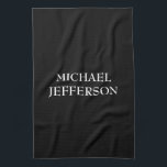 Linge De Cuisine Élégant noir blanc clair personnalisé<br><div class="desc">Vous dites qu'un arrière - plan noir ne serait pas bon ? Réfléchis. Le noir est toujours la couleur du goût et de la noblesse. C'est l'une des couleurs les plus saisissantes et saisissantes de l'histoire. Pourquoi ne pas refléter votre propre personnalité et votre goût aux autres avec ce modèle...</div>