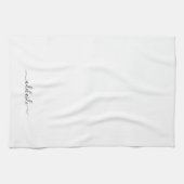 Linge De Cuisine Élégant Noir Blanc Nom de script Monogramme (Horizontal)