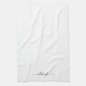Linge De Cuisine Élégant Noir Blanc Nom de script Monogramme (Vertical)