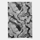 Linge De Cuisine Elégant noir et argent Parties scintillant Agate M (Vertical)