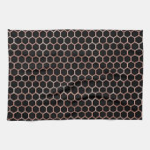 Linge De Cuisine Elégant Noir & Or Bee Honeycomb Motif (Horizontal)