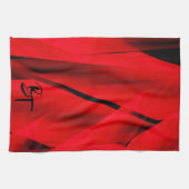 Linge De Cuisine Élégant Noir rouge Abrégé Initiales de conception (Horizontal)