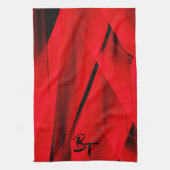 Linge De Cuisine Élégant Noir rouge Abrégé Initiales de conception (Vertical)