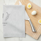 Linge De Cuisine Élégant nom de monogramme de laurier botanique rus (Quart Plié)