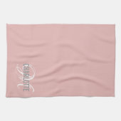 Linge De Cuisine Élégant nom de monogramme rose pâle (Horizontal)