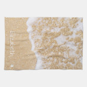 Linge De Cuisine Elégant nom personnalisé plage et mer (Horizontal)