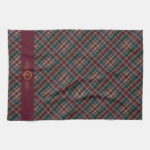 Linge De Cuisine Élégant or Monogramme Plaid - Cranberry Blue Turqu (Horizontal)