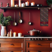 Linge De Cuisine Élégant or Monogramme Plaid - Cranberry Blue Turqu