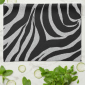 Linge De Cuisine Elégant Parties scintillant noire Silver Zebra Pos (Plié)