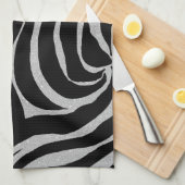 Linge De Cuisine Elégant Parties scintillant noire Silver Zebra Pos (Quart Plié)