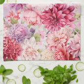 Linge De Cuisine Elégant Pastel Aquarelle Fleurs (Plié)