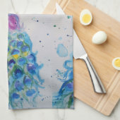 Linge De Cuisine Elégant Peacock Aquarelle Peinture Bleue (Quart Plié)