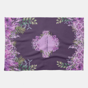 Linge De Cuisine Élégant Personnalisé Purple et Eggplant Floral