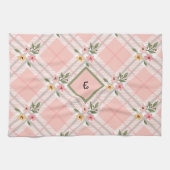 Linge De Cuisine Élégant Pétales Plaid Monogramme (Horizontal)