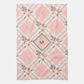 Linge De Cuisine Élégant Pétales Plaid Monogramme (Vertical)
