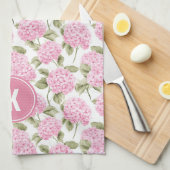 Linge De Cuisine Elegant Pink Hydragea Flowers Pattern Monogram (Quart Plié)