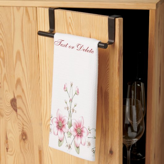 Linge De Cuisine Elegant Pink White Floral Kitchen Towel (Pliage en tiers)