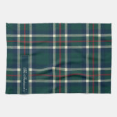 Linge De Cuisine Elegant Preppy Plaid Monogram Christmas (Horizontal)