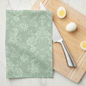 Linge De Cuisine Élégant Romantique Chic Floral Damask-Sage Vert (Quart Plié)